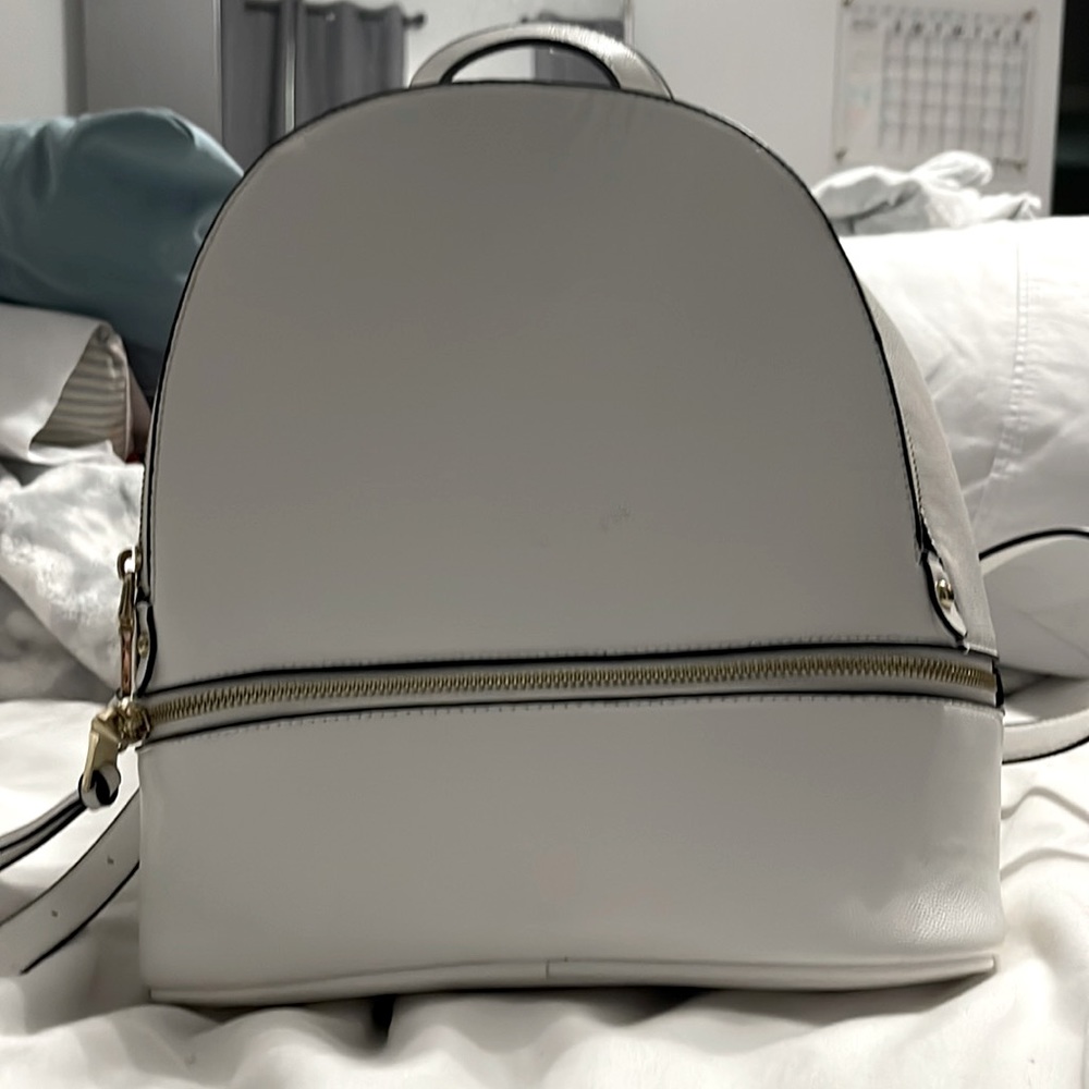 White and Gold Backpack Purse